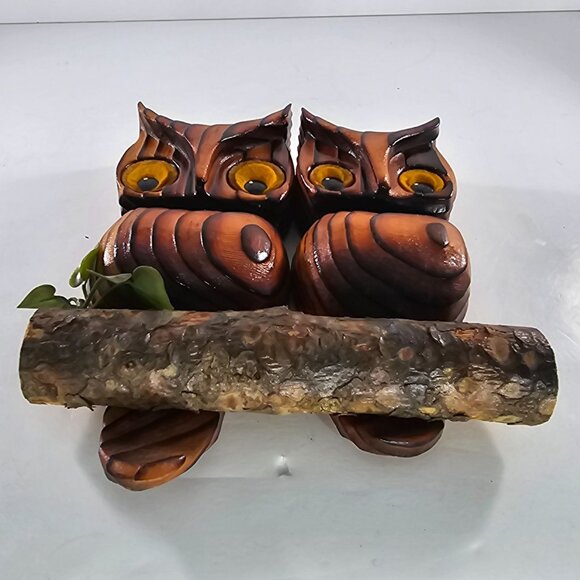 Handcrafted Green Mountain Wooden Owl Wall Art Rustic Decor Unique Felt Eyes - Picture 5 of 8